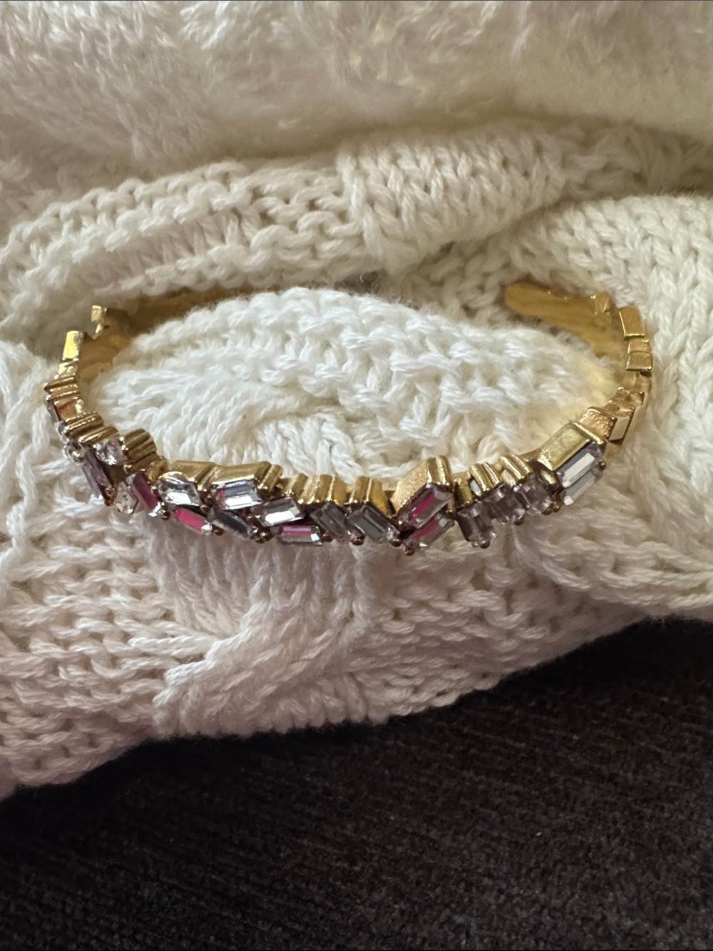 Stainless steel Crystal Cuff Bracelet -  Clear Stones